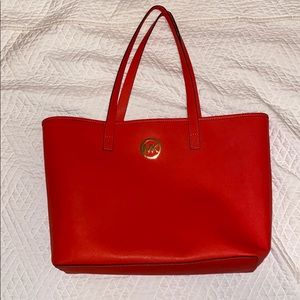 LARGE red orange micheal kors bag